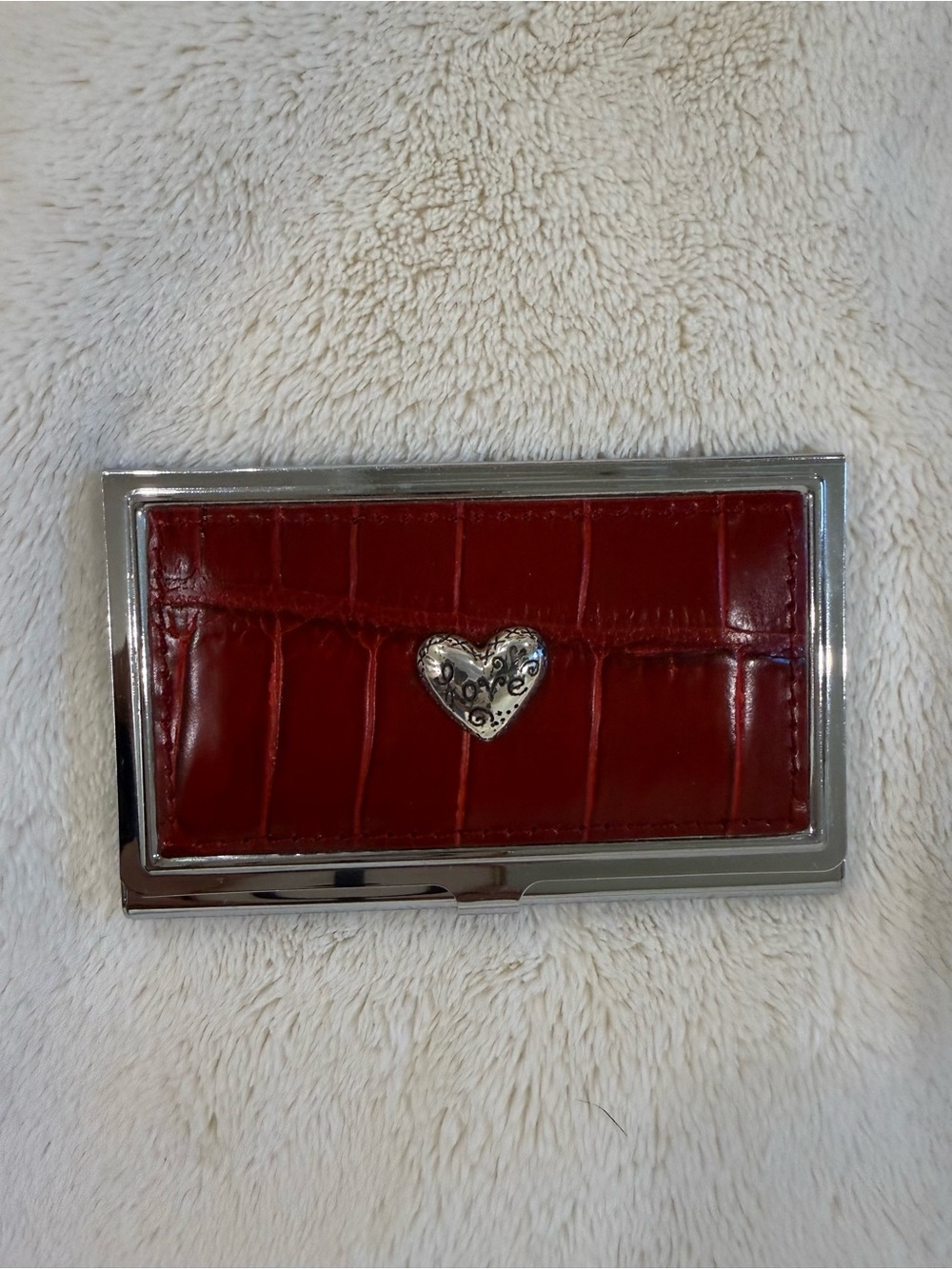 Brighton Leather Embossed Love Beat Card Case